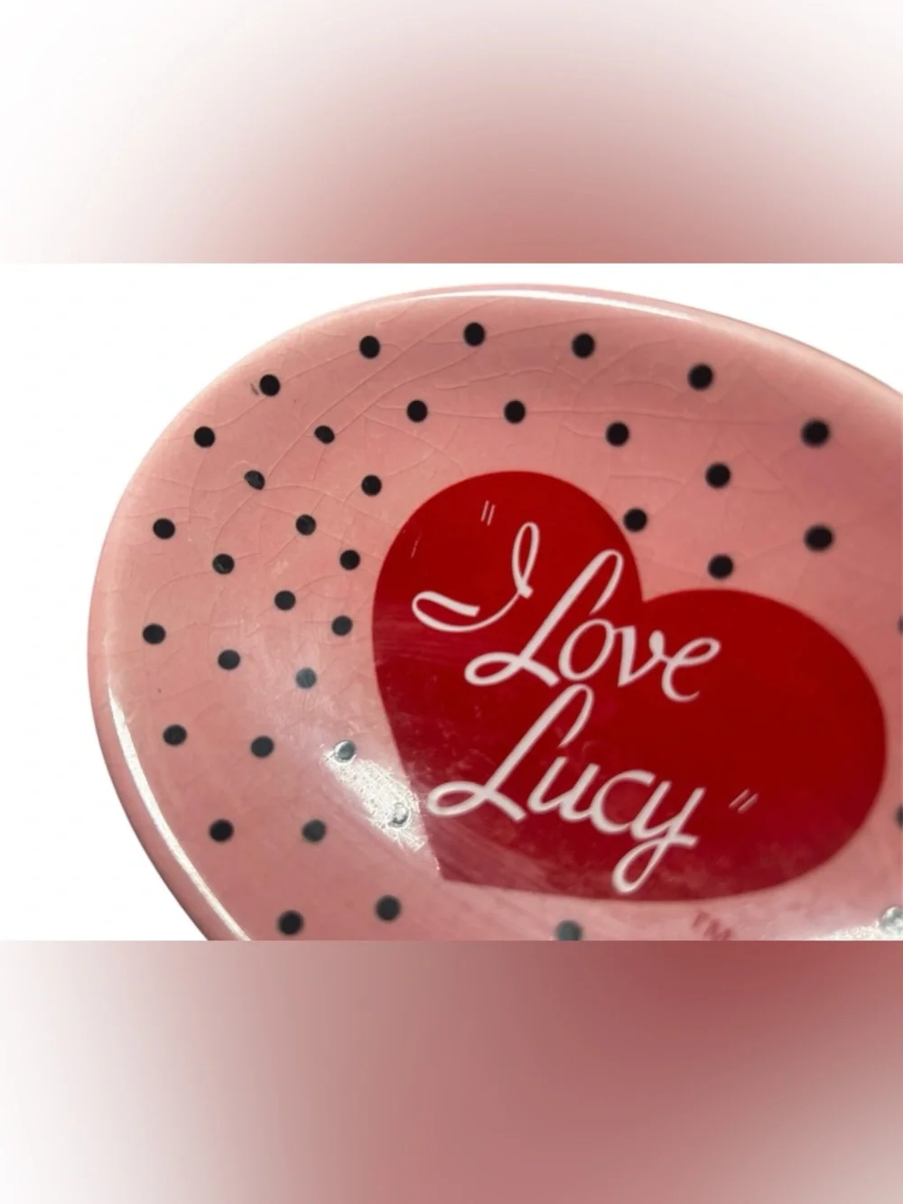 2006 Pink, Polka-dotted “I Love Lucy” Soap Dish